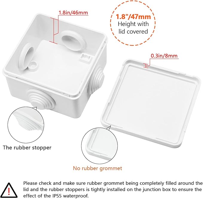 LeMotech Junction Box, ABS Plastic IP55 Water Resistant and Dustproof, - Image 4