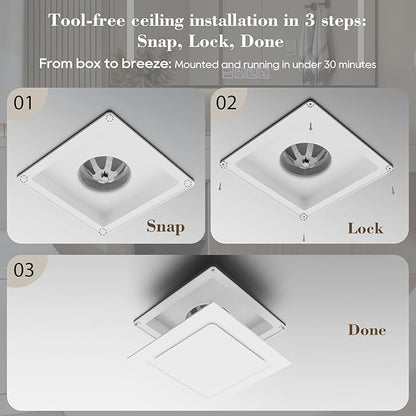Bathroom Exhaust Fan 10" Panel Ultra Quiet without Light（8x8 Mount） - Image 5