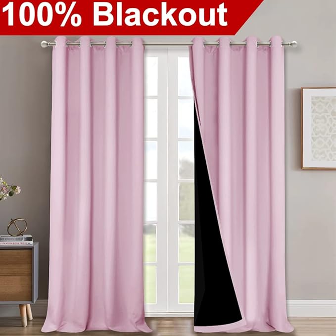 NICETOWN 100% Blackout Blinds, Baby Pink, Laundry Room Decor Window Treatment - Image 2