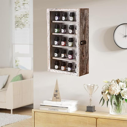 Wall Mounted Wooden Collectible Display Case 5 Shelf Display Storage - Image 2