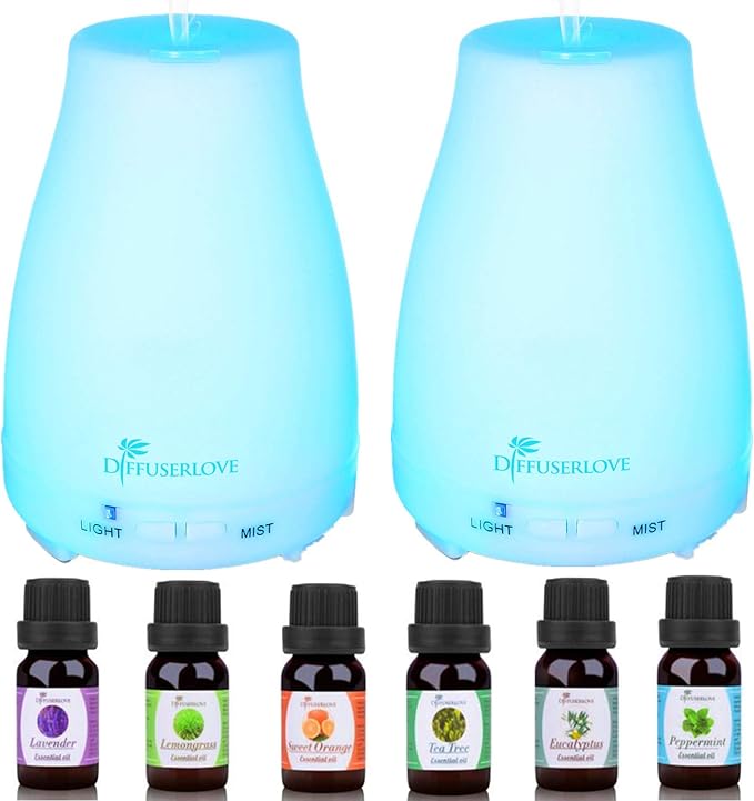 Diffuserlove 2 Pack 200ml Essential Oil Diffuser Ultrasonic Aromatherapy by Diffuserlove