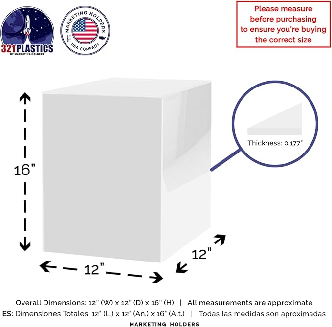 Marketing Holders Acrylic Display Riser Box 12" x 12" x 16" White - Image 5