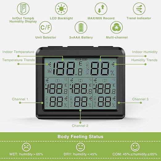 KeeKit Indoor Outdoor Thermometer, Temperature Humidity Monitor - Image 4