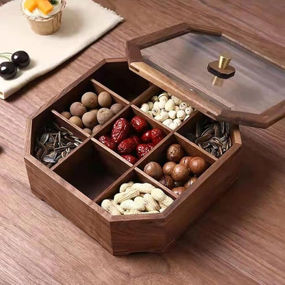 Show Box 9 Compartments Snack Storage Box Container Solid Black Walnut Wood - Image 2