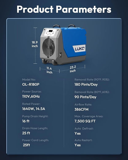 LUKO 180 PPD Commercial Dehumidifier - Image 6