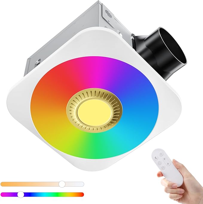 Bathroom Exhaust Fan with Light, 36W Quiet Vent Fan by MEIUOI
