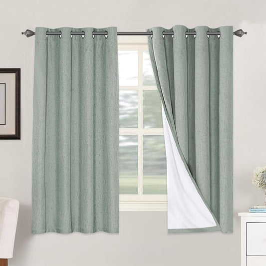 H.VERSAILTEX Linen Blackout Curtains 63 Inches Long 100% Blackout Thermal by HVERSAILTEX