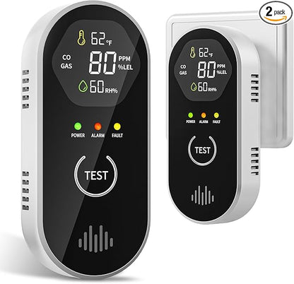 2 Packs Carbon Monoxide Detectors, 4-in-1 CO & Natural Gas Detection Plug-in by COCHYSCELA