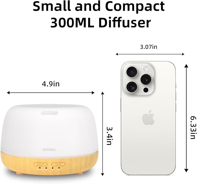 300ML Essential Oil Diffuser, Quiet 8 Hours Operation, 7-Color LED Light - Image 2