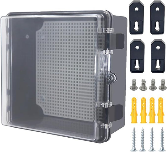 Junction Box, Hinged Black Clear Cover IP67 Waterproof ABS Project Box by Otdorpatio