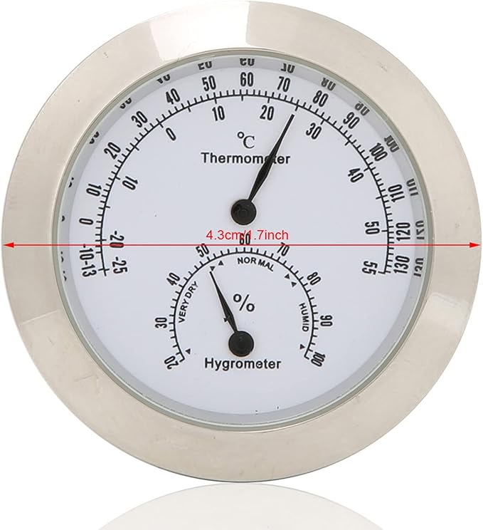 Tbest Guitar Analog Hygrometer, Round Alloy Digital Thermometer Hygrometer - Image 8