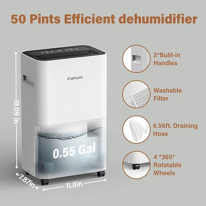 Fehom 4500 Sq. Ft Dehumidifier for Home Basements Bathroom Bedroom Continuous - Image 4