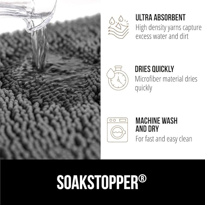 GORILLA GRIP SOAKSTOPPER Dog Door Mat, 30x20 Machine Washable Rug Absorbent - Image 4