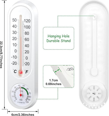 Leinuosen 3 Pcs Indoor Outdoor Wall Thermometer Humidity Meter Vertical - Image 2