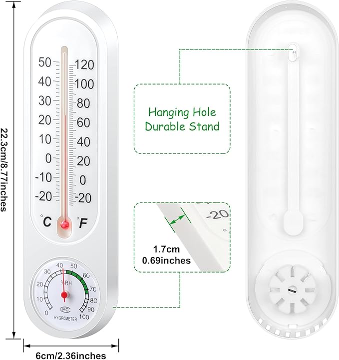 Leinuosen 5 Pcs Indoor Outdoor Wall Thermometer Humidity Meter Vertical - Image 2