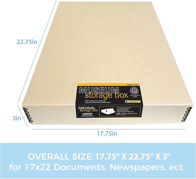 Lineco Museum Archival Storage Box, 17.75x22.75x3 in. Drop Front Design. - Image 3