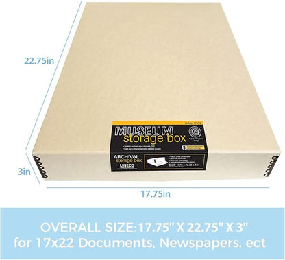 Lineco Museum Archival Storage Box, 17.75x22.75x3 in. Drop Front Design. - Image 3