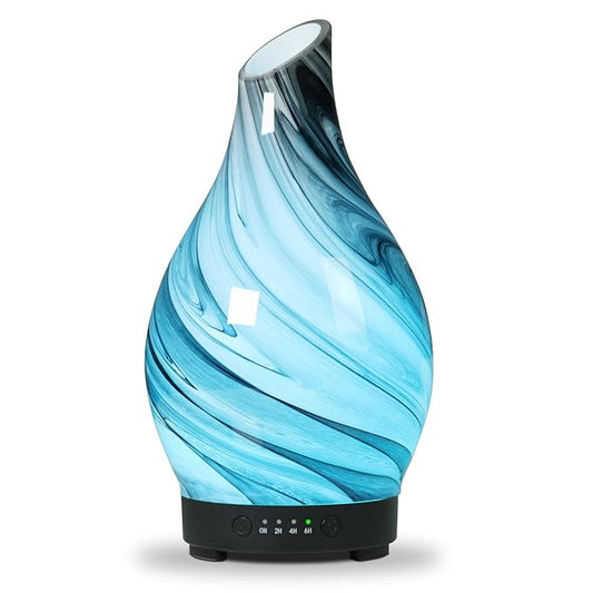 Essential Oil Diffuser Aroma Diffuser- 200 ml Art Glass Ultrasonic Cool Mist by EQUSUPRO
