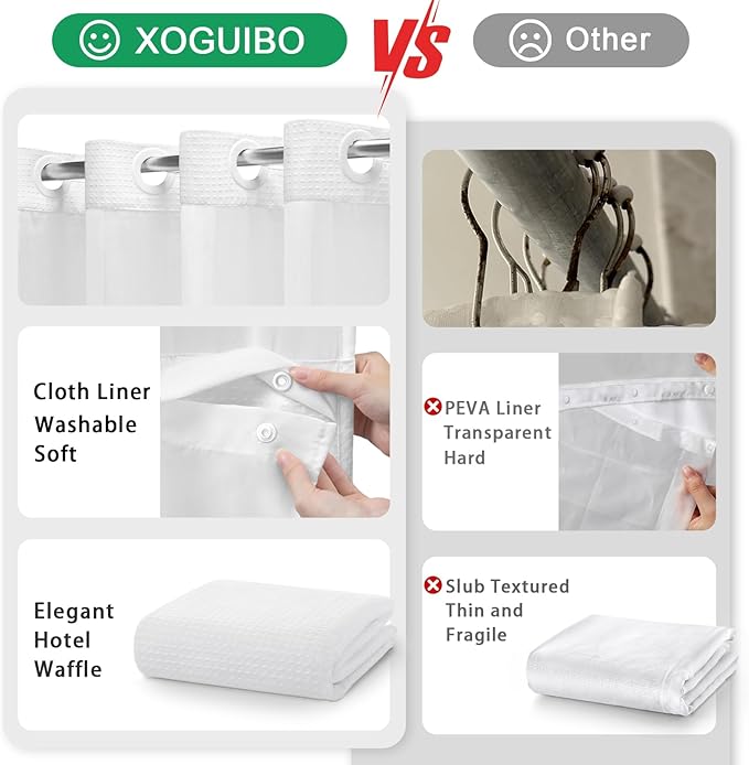 No Hook Shower Curtain and Liner Set - Image 5