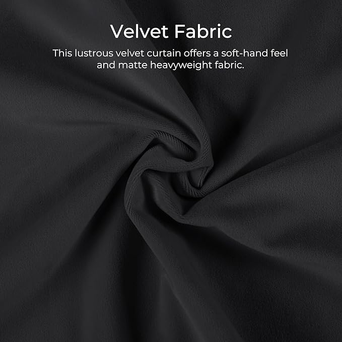 TWOPAGES Luxury Velvet Curtain Pinch Pleated Black Curtain 108 inch Long - Image 3