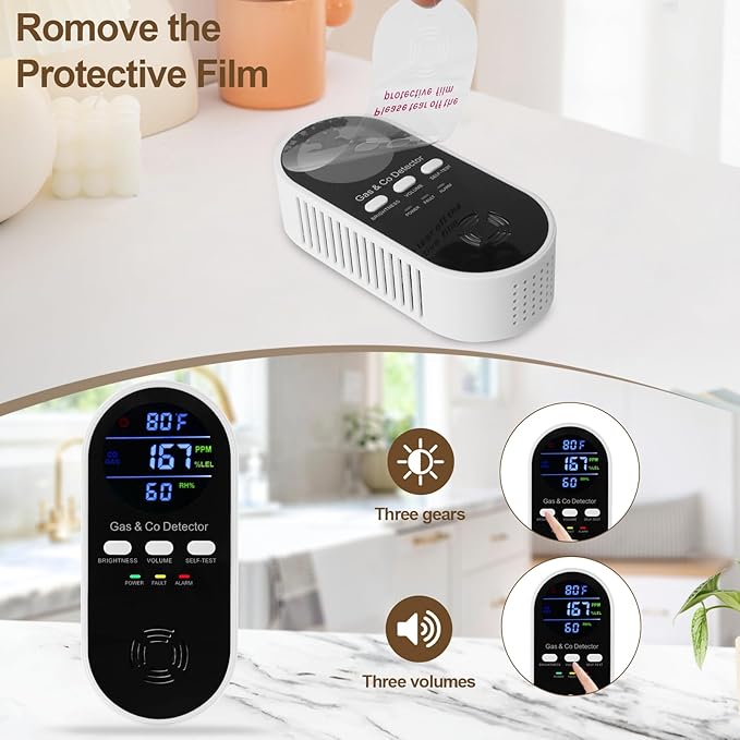 2 Packs Combination Gas Leak Detector & Carbon Monoxide Alarm, 5-in-1 Plug-in - Image 8