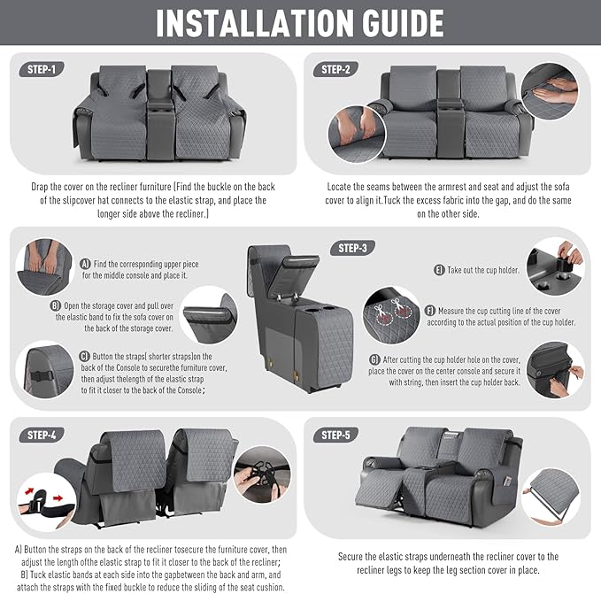 TAOCOCO 100% Waterproof Loveseat Recliner Cover - Image 7