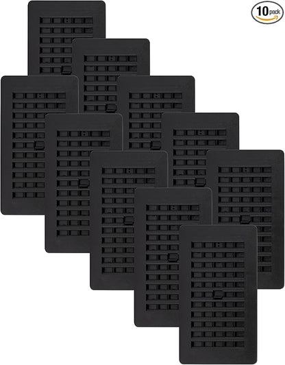Decor Grates PL408-BLK-10 Louvered Plastic Floor Register, 10 Pack by DecorGrates