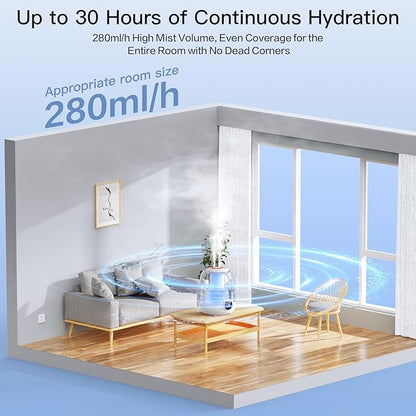 Humidifiers for Bedroom, 3L Tank for 30H 20dB Quiet Mist Time, Dual Nozzles - Image 5