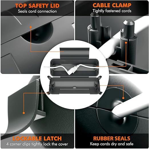 RESTMO Outdoor IP44 Waterproof Electrical Box, Weatherproof Extension Cord Cover - Image 3