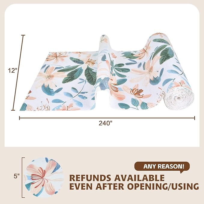 Shelf Liners Non Adhesive Pastel Floral & Bird Pattern - Image 3