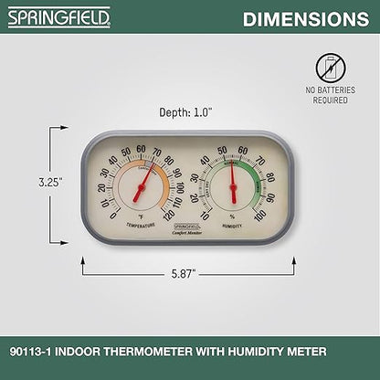 Springfield Color Track Humidity Meter and Indoor Thermometer, Analog Weather - Image 3