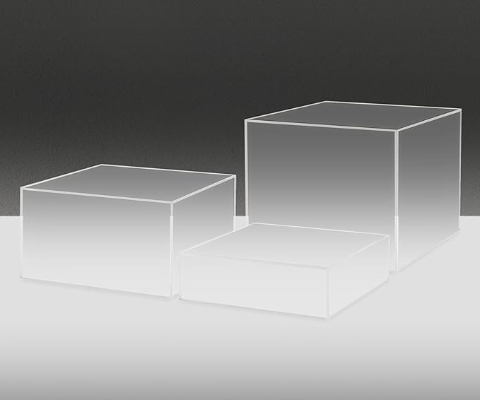 Acrylic Display Riser Boxes Frosted 3 Piece Retail Product Riser 2" - Image 3