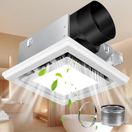 Bathroom Exhaust Fan with Light, 110 CFM Bath Ventilation Fans with 1200lm LED by Gaciban