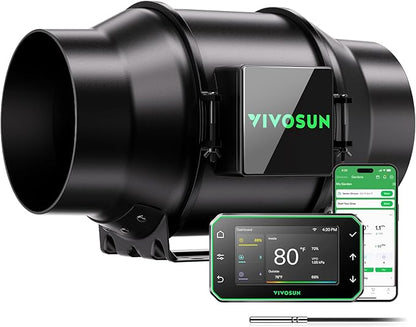 VIVOSUN G6 6" Inline Duct Fan & Temperature Humidity Controller, E42A+ WiFi-App by VIVOSUN