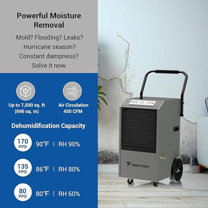 Traver Force Commercial Dehumidifier, 170 Pint Large Dehumidifier - Image 3