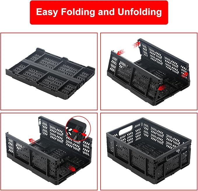 Heavy Duty Plastic Milk Crates for Storage, Collapsible Storage Basket - Image 5
