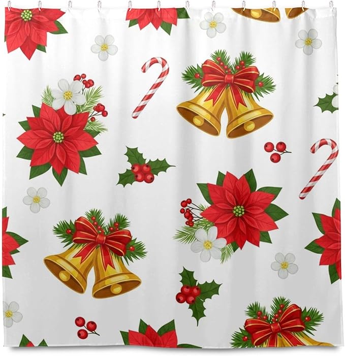 Christmas Leaves White Shower Curtain Liner 72×72 inch - Image 2