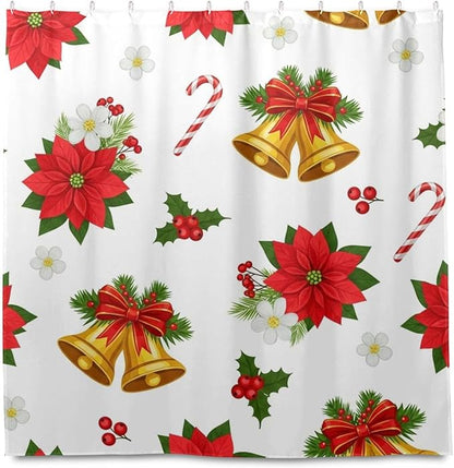 Christmas Leaves White Shower Curtain Liner 72×72 inch - Image 2