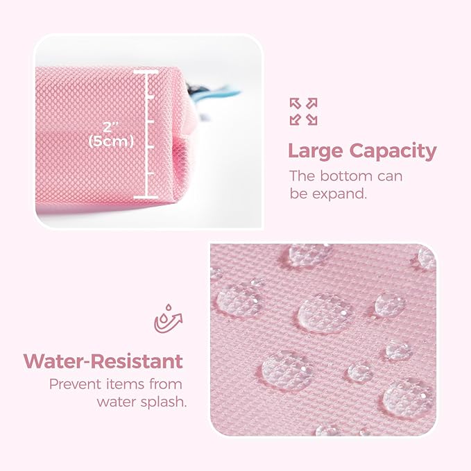 pack all 3 Pcs Water-resistant Material Zipper Pouch Set, Mesh Zipper Bags - Image 5