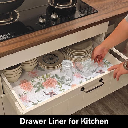 Bird Floral Shelf Liners Non Adhesive and Strong Non-Slip Shelf and Drawer - Image 4