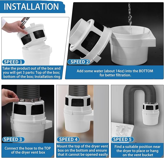 【Upgraded】 3 in 1 Indoor Dryer Vent Kit Lint Trap - Image 5