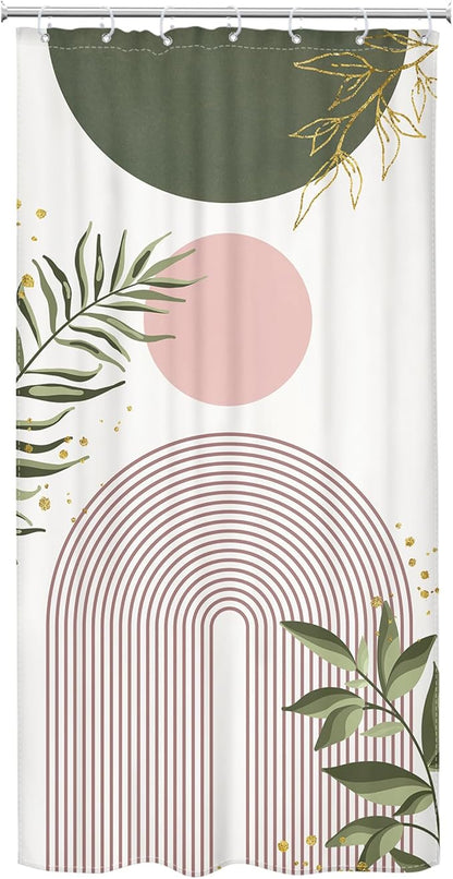 Small Stall Boho Shower Curtain 36Wx72H RV Green Pink Modern Mid Century - Image 7