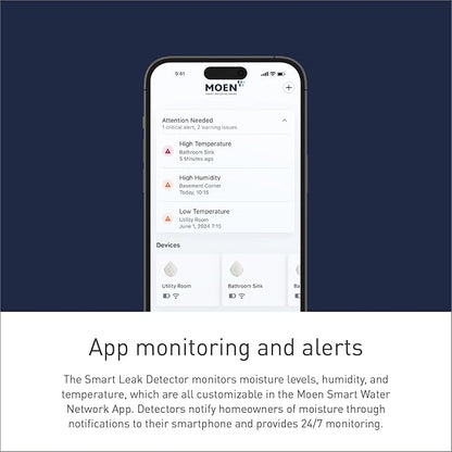 Moen Flo Smart Water Leak Detector, Drip or Flood Sensor Alarm - Image 3