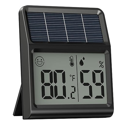 Digital Indoor Thermometer & Hygrometer, Light Powered Solar Indoor Temperature by BaldrInc