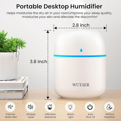 Portable Small Humidifier, WUTAER USB Personal Desktop Humidifier - Image 2
