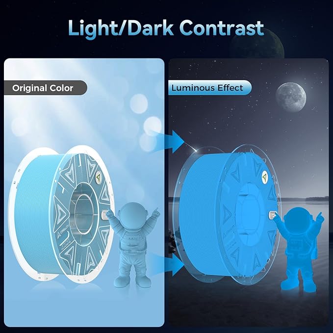 Creality 3D Luminous PLA Printer Filament, 1.75mm Glow in The Dark Shiny - Image 6