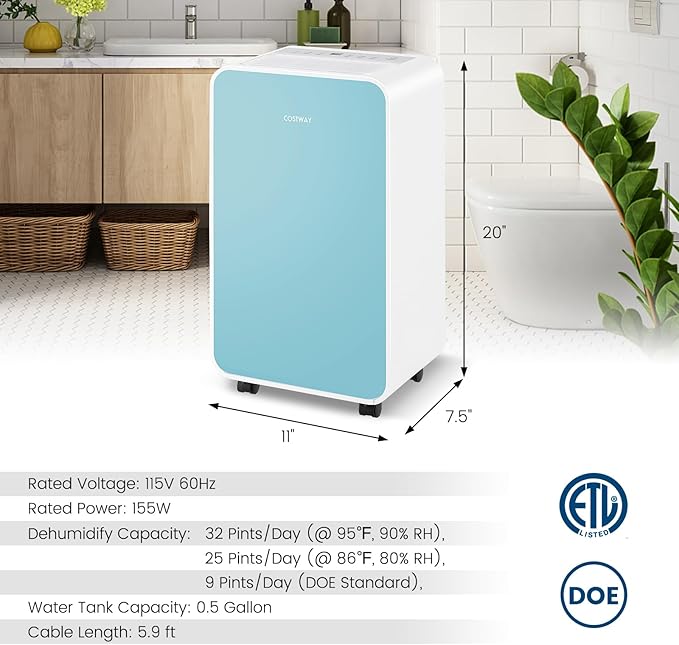 COSTWAY 2500 Sq. Ft Dehumidifier - Image 6