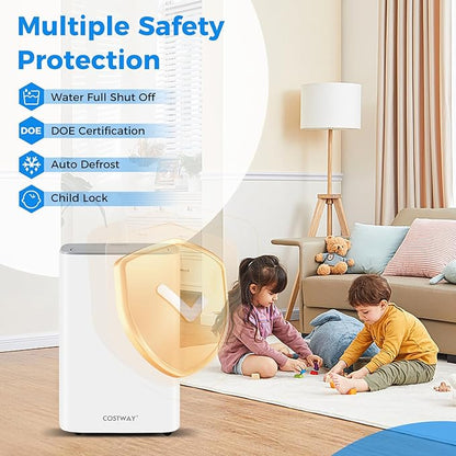 COSTWAY 52 Pint Dehumidifier for Basement, 3.3 FT Drain Hose, Clothes Drying - Image 6
