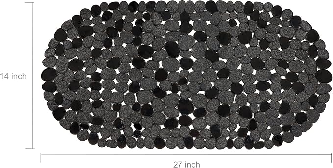 WELTRXE Pebbles Bath Mat for Tub Black Non-Slip Bathtub Mat - Image 6