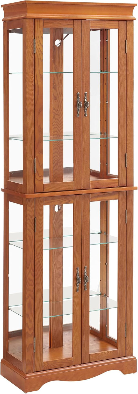 Glass Curio Cabinet with Lights & Adjustable Shelves, Corner Cabinet by Unknown